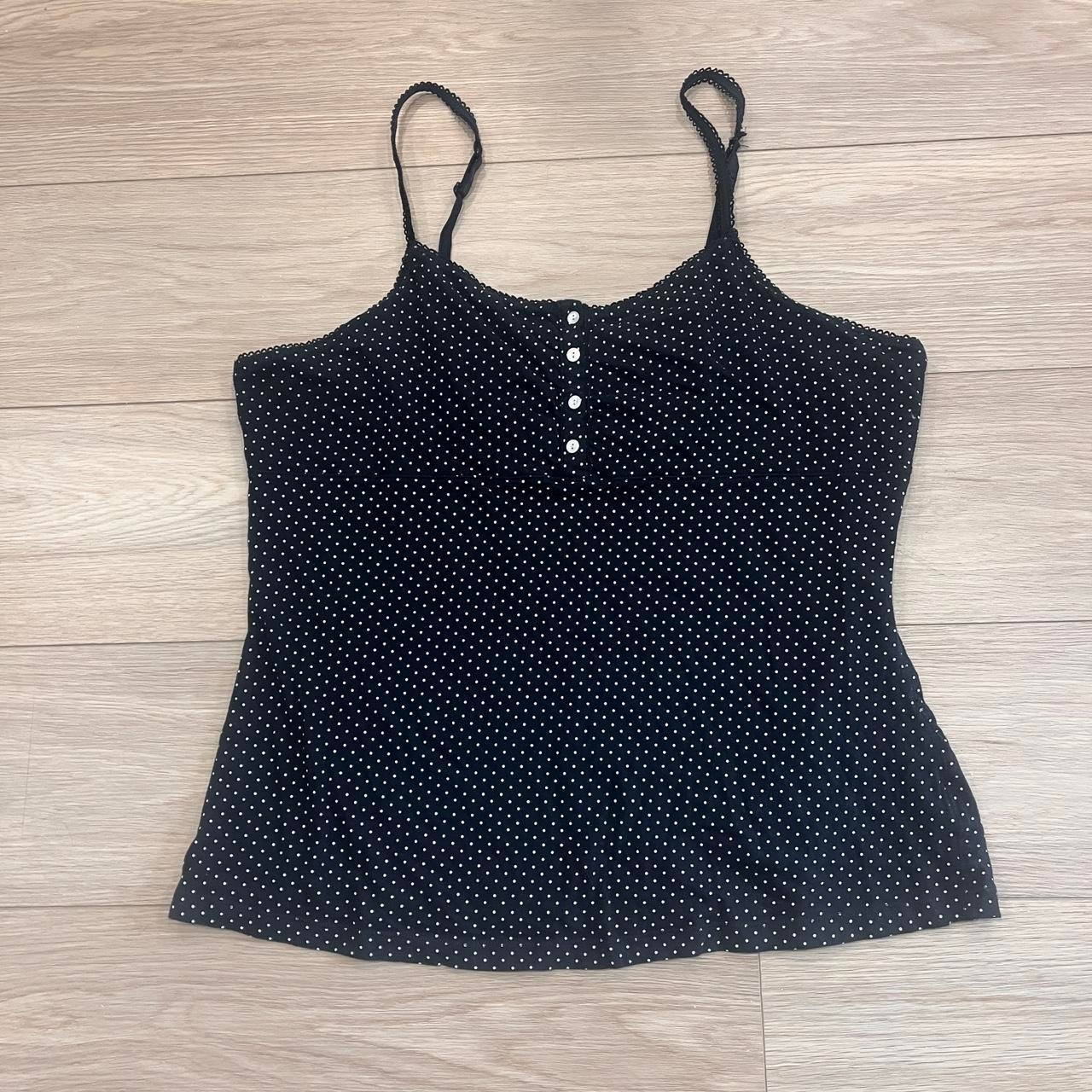 Black Polka Dot Babydoll Cami Tank Top Women 1x Coquette Y2k Streetwear 2000s